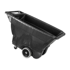 rubbermaid commercial products tilt dump truck, 1250 lbs 1 cubic yard heavy load capacity with wheels, trash recycling cart, black