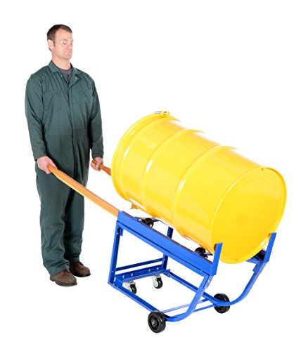 Vestil RDC-1000-5PO Deluxe Rotating Drum Cart with Polyolefin Wheel, Steel, 1000 lbs Capacity