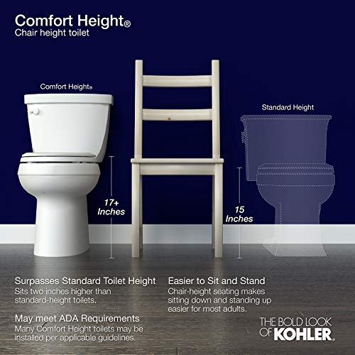 Kohler K-3493-0 Highline Classic Pressure Lite Comfort Height Elongated 1.6 gpf Toilet with Left-Hand Trip Lever, Less Seat, White
