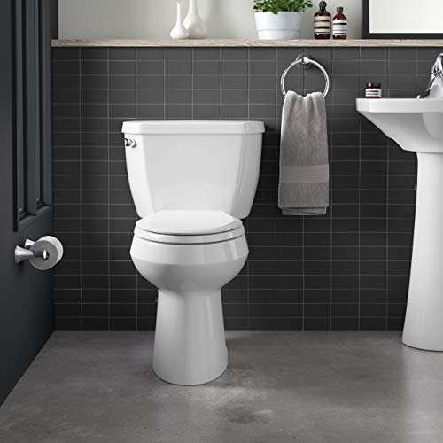 Kohler K-3493-0 Highline Classic Pressure Lite Comfort Height Elongated 1.6 gpf Toilet with Left-Hand Trip Lever, Less Seat, White