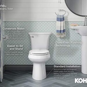 Kohler K-3493-0 Highline Classic Pressure Lite Comfort Height Elongated 1.6 gpf Toilet with Left-Hand Trip Lever, Less Seat, White