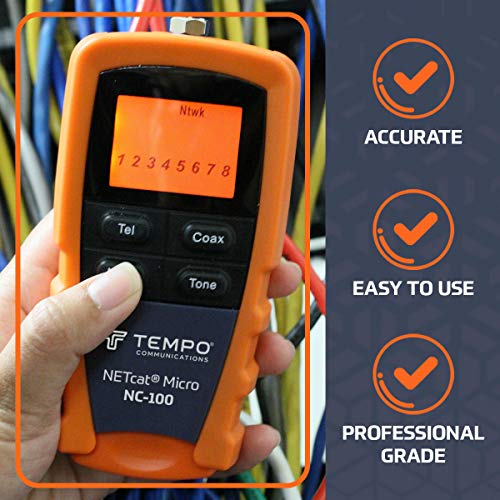 Tempo Communications NC-100 Professional Wiring Tester - Test Twisted Pair (STP/UTP) and Coaxial Cables (Latest Model)