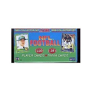 1989 score football complete mint 330 card factory set. this set is loaded with rookie cards including barry sanders, troy aikman, cris carter, deion sanders, tim brown, michael irvin, thurman thomas, derrick thomas and many more! tons of stars including