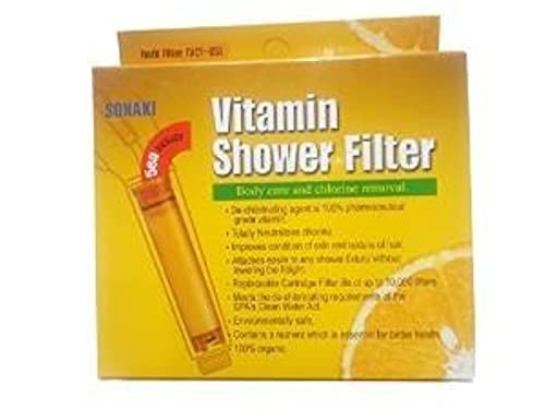 Sonaki Vitamin C Shower Refill Filter Cartridge - FITS Sonaki Showerheads, 50V, 100V, and 300 Inline Models - (5 Pack) - Remove up to 99.9% of Chlorine and Chloramines