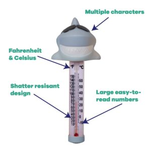 GAME 2700 Shark Spa and Pool Thermometer, Shatter-Resistant Casing Tether Included, Fahrenheit and Celsius, 9-in height x 3-1/2-in diameter