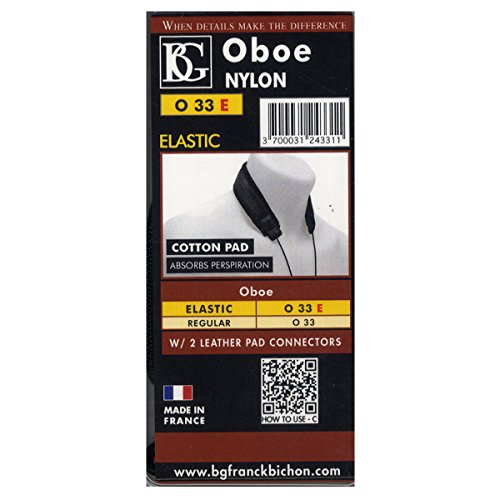 BG O33E Oboe Nylon Strap, Elastic, 2 LP Connect