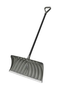 suncast 27" combination snow shovel/pusher with steel-core handle, graphite/black