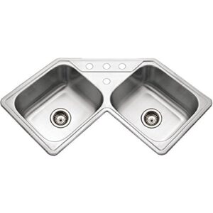 houzer lcr-3221-1 kitchen sink, 31-7/8 in. w x 31-7/8 in. d x 8 in. h, stainless steel