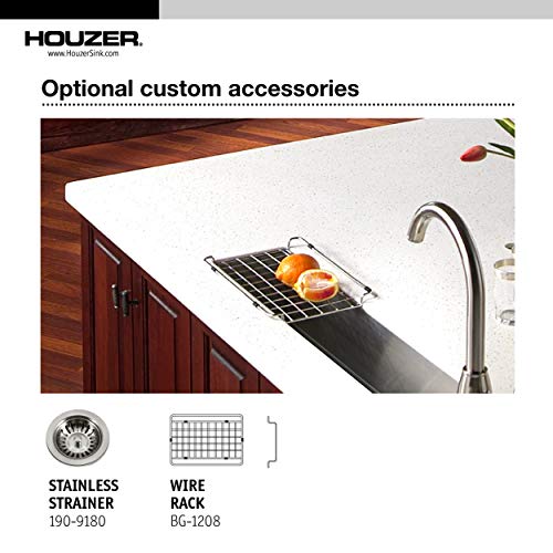 HOUZER CTB-2385 Contempo Trough Series Undermount Stainless Steel Prep Bar Sink, 21-by-6-1/2-Inch, Satin