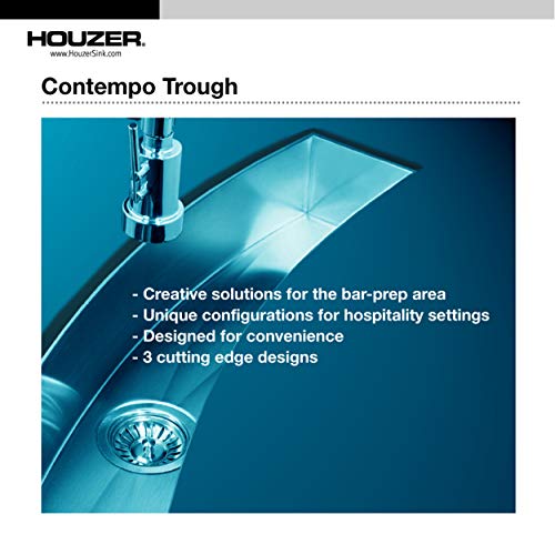 HOUZER CTB-2385 Contempo Trough Series Undermount Stainless Steel Prep Bar Sink, 21-by-6-1/2-Inch, Satin