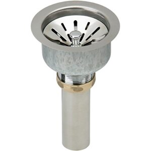 elkay lk99 3-1/2" deluxe drain with type 304 stainless steel body, strainer basket, rubber seal, and tailpiece
