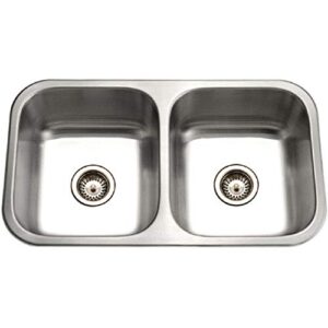 houzer ed-3108-1 elite series undermount stainless steel 50/50 double bowl kitchen sink, satin