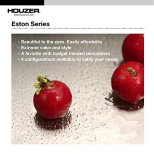 HOUZER ED-3108-1 Elite Series Undermount Stainless Steel 50/50 Double Bowl Kitchen Sink, Satin