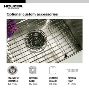 HOUZER 3322-9BS4-1 Stainless Steel Glowtone Double Bowl Drop Sink, 33-by-22-by-9-Inch, 9 Inch Depth / 18 Inch Gauge-4 Holes