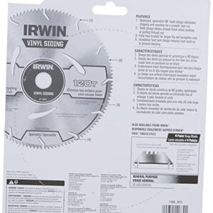 IRWIN Tools MARATHON Vinyl Siding Corded Circular Saw Blade, 7 1/4-inch, 120T (11830)