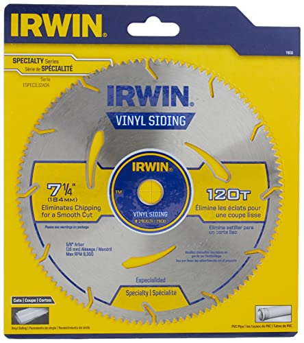 IRWIN Tools MARATHON Vinyl Siding Corded Circular Saw Blade, 7 1/4-inch, 120T (11830)