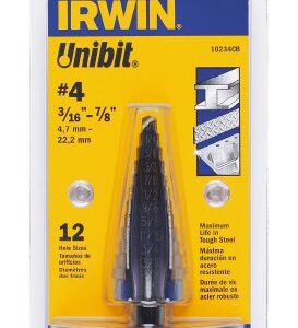 IRWIN Step Drill Bit, 3/16-Inch to 7/8-Inch, Cobalt Alloy Steel, 3/8-Inch Shank (10234CB)