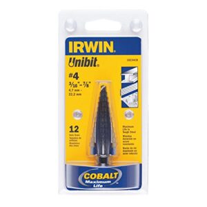 IRWIN Step Drill Bit, 3/16-Inch to 7/8-Inch, Cobalt Alloy Steel, 3/8-Inch Shank (10234CB)