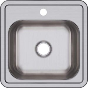 elkay d115151 dayton single bowl drop-in stainless steel bar sink 15 x 15 with 2" drain hole
