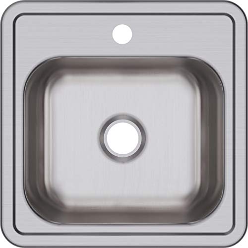 Elkay D115151 Dayton Single Bowl Drop-in Stainless Steel Bar Sink 15 x 15 with 2" Drain Hole