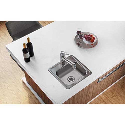 Elkay D115151 Dayton Single Bowl Drop-in Stainless Steel Bar Sink 15 x 15 with 2" Drain Hole