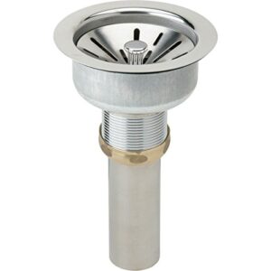 elkay lk35 3-1/2" drain fitting with type 304 stainless steel body, strainer basket, and tailpiece