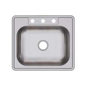 elkay dayton d125223 single bowl drop-in stainless steel sink, satin, 25 x 22