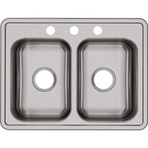 elkay dayton d225193 equal double bowl top mount stainless steel sink,25 x 19 x 6.5