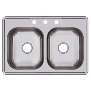 dayton d233223 equal double bowl top mount stainless steel sink