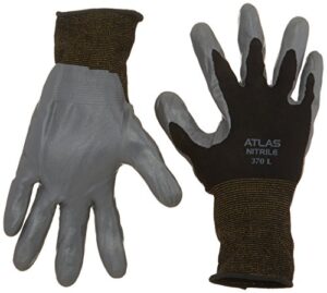 12 pack - showa atlas 370 black work gloves - large
