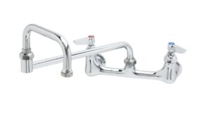 t&s brass b-0265 double pantry faucet,wall mount, 8-inch c/c, 18-inch double joint swing nozzle,chrome