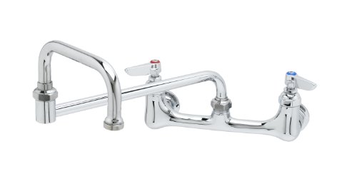 T&S Brass B-0265 Double Pantry Faucet,Wall Mount, 8-Inch C/C, 18-Inch Double Joint Swing Nozzle,Chrome