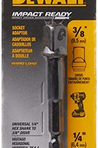 DEWALT Socket Adapter, Hex Shank, Impact Ready, 1/4-Inch to 3/8-Inch (DW2542IR)