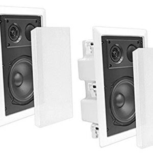 Pyle Ceiling Wall Mount Enclosed Speaker - 400 Watt Stereo In-wall / In-ceiling 8" Enclosed Full Range Deep Bass Speaker System - 50Hz-20kHz Frequency Response, 4-8 Ohm, Flush Mount - PDIW87 White