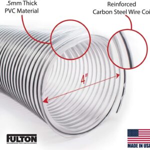 4" x 50’ Ultra Flex Clear Vue Heavy Duty PVC Dust Debris and Fume Collection Hose MADE IN USA!