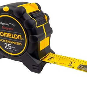 Komelon 7125IE; 25' x 1" Magnetic MagGrip Pro Tape Measure with Inch/Engineer Scale, Yellow/Black