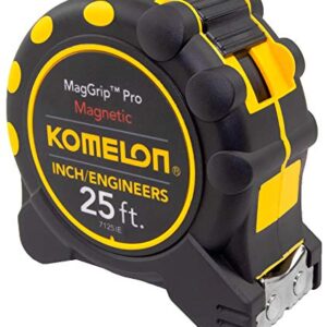 Komelon 7125IE; 25' x 1" Magnetic MagGrip Pro Tape Measure with Inch/Engineer Scale, Yellow/Black