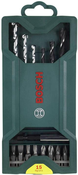 Bosch Home and Garden 2607019579 15pc Mixed Mini X-Line Drill/Driving Set, Silver/Black