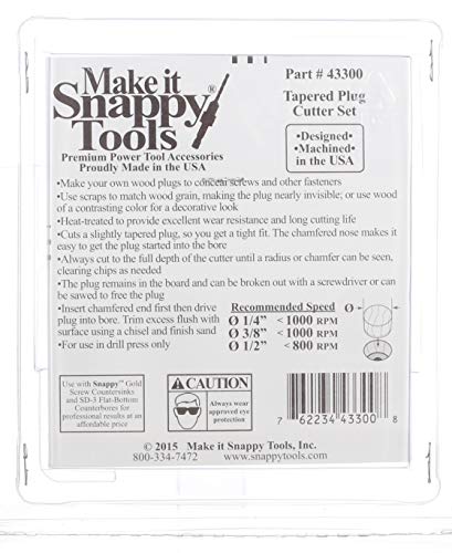 Make it Snappy Tools 3 Piece Tapered Plug Cutter Set