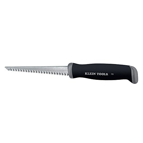 Klein Tools 725 Jab Saw, Triple Ground Teeth, Cuts Drywall, Wallboard, Plywood and Plastic, Hardened Carbon Steel Blade, Beveled Point