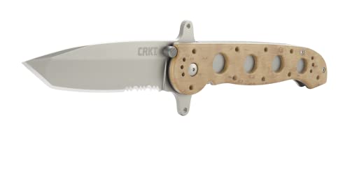 COLUMBIA RIVER KNIFE & TOOL M16-14ZSF EDC Folding Pocket Knife: Everyday Carry, Serrated Edge Blade, Tanto, Automated Liner Safety, Dual Hilt, Bead Blast Blade / Desert Nylon Handle, 4-Position Pocket Clip,Beige