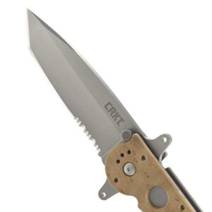 COLUMBIA RIVER KNIFE & TOOL M16-14ZSF EDC Folding Pocket Knife: Everyday Carry, Serrated Edge Blade, Tanto, Automated Liner Safety, Dual Hilt, Bead Blast Blade / Desert Nylon Handle, 4-Position Pocket Clip,Beige