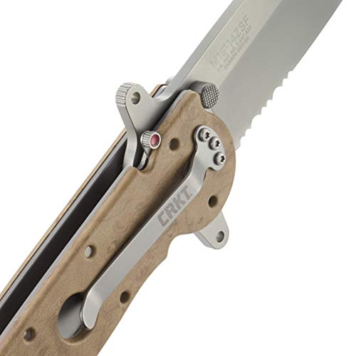 COLUMBIA RIVER KNIFE & TOOL M16-14ZSF EDC Folding Pocket Knife: Everyday Carry, Serrated Edge Blade, Tanto, Automated Liner Safety, Dual Hilt, Bead Blast Blade / Desert Nylon Handle, 4-Position Pocket Clip,Beige