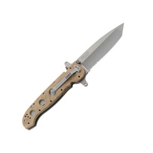 COLUMBIA RIVER KNIFE & TOOL M16-14ZSF EDC Folding Pocket Knife: Everyday Carry, Serrated Edge Blade, Tanto, Automated Liner Safety, Dual Hilt, Bead Blast Blade / Desert Nylon Handle, 4-Position Pocket Clip,Beige