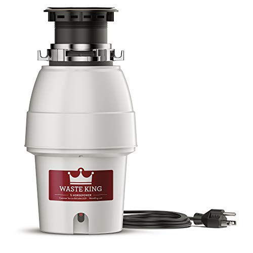 Waste King L-2600 Legend Series 1/2 HP Continuous Feed Garbage Disposal with Power Cord, Waste Disposer for Kitchen Sink