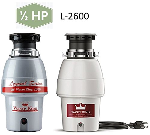 Waste King L-2600 Legend Series 1/2 HP Continuous Feed Garbage Disposal with Power Cord, Waste Disposer for Kitchen Sink