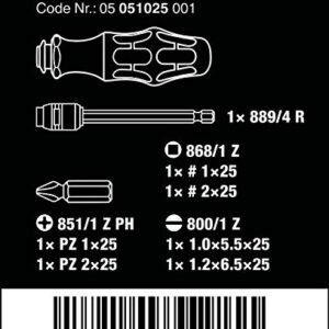 Wera - 5051025001 KK 26 7-In-1 Bitholding Screwdriver with Removable Bayonet Blade (SL/PH/SQ) Silver