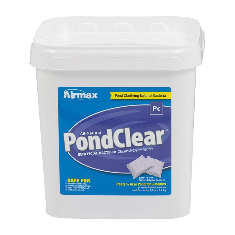 Airmax PondClear Pond Clarifier, Cleans Water & Eliminates Odor, Natural & Easy to Use Bacteria & Enzyme Packets, Safe for The Environment, Treats 1/4 Acre, 6 Month Supply, 24 Packets, 6 lbs
