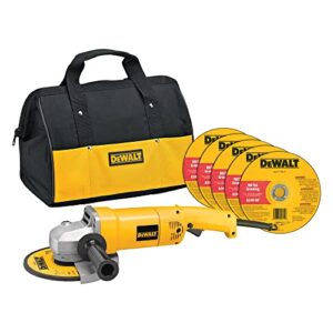 dewalt angle grinder tool kit with bag and cutting wheels, 7-inch, 13-amp (dw840k),yellow