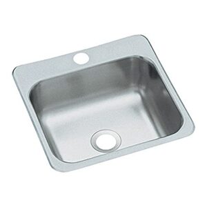 kohler sterling b153-1 secondary sink 15-inch by 15-inch top-mount single bowl bar sink, 1.44, stainless steel